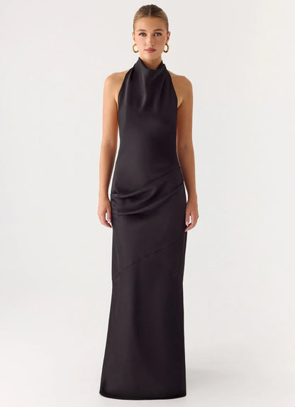 Back To Life Halter Maxi Dress - Black