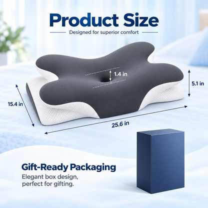 Dual-Sided Ergonomic Contour Pillow with Cooling Cover