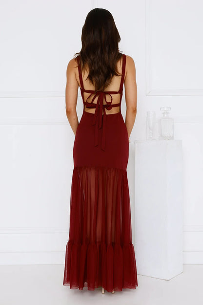Chic Whispers Maxi Dress Burgundy