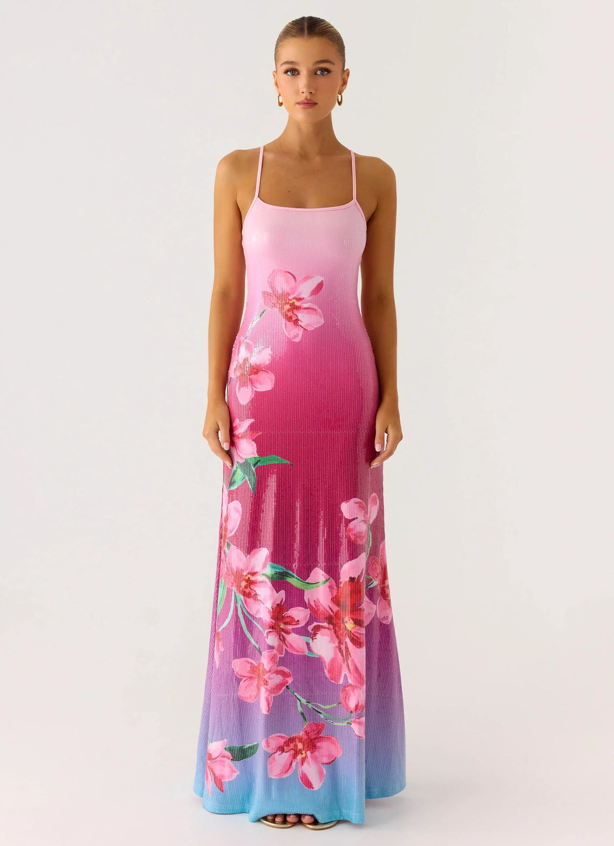 Ariaz Sequin Maxi Dress - Ombre Reef