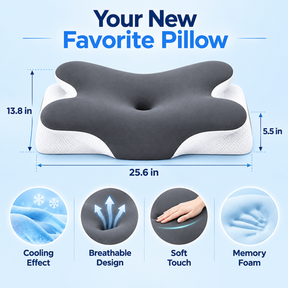 Dual-Sided Ergonomic Contour Pillow with Cooling Cover