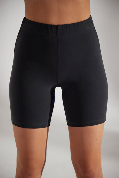 Soft Cotton Biker Shorts in Black
