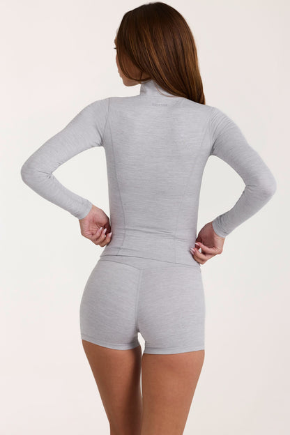 Soft Active Zip-Up Jacket in Grey Marl