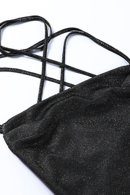 Black Straps Tight Lace-up Dress