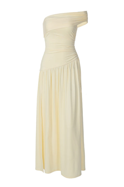 Light Yellow One Shoulder Long Dress