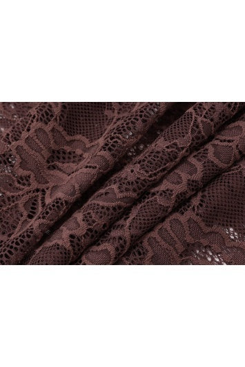 Long Sleeves Brown Lace Sheer Mermaid Dress