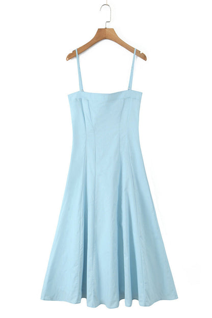 A-line Blue Sapghetti Strap Short Dress