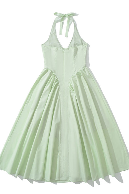 Cyan Halter Ruched Zip-back Skirt