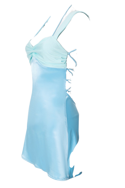 Blue Halter A-line Short Summer Dress