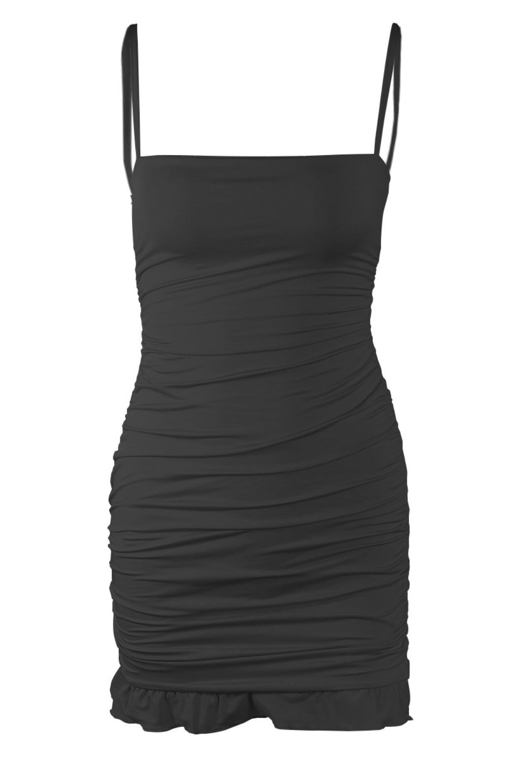 Brown Straps Ruched Tight Short Dress