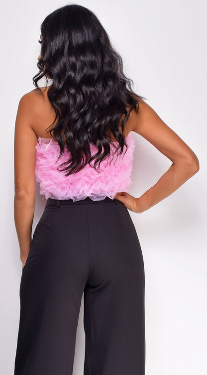 Ryan Mesh Tulle Tube Top - Pink