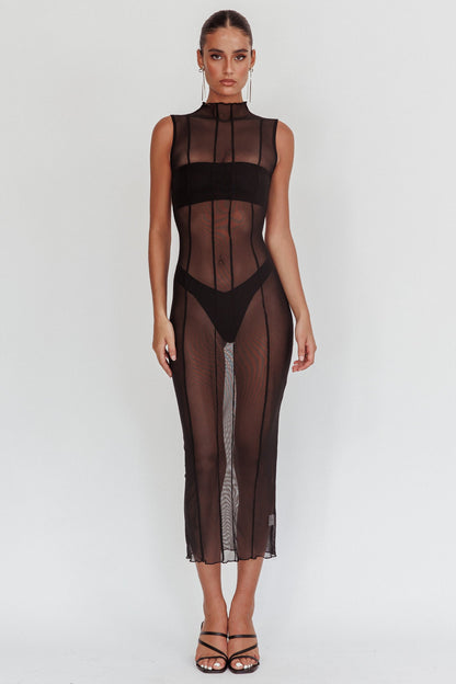Ciera Sheer Maxi Dress Black