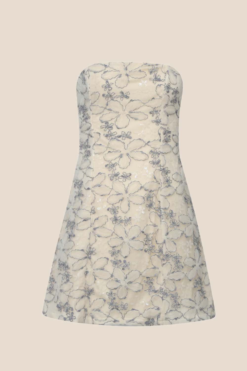 Floral Strapless A-line Short Dress