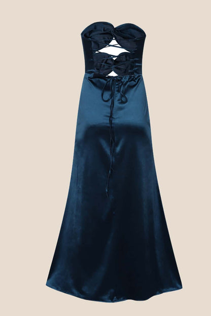 Dark Teal Twists Keyhole Fitted Dress