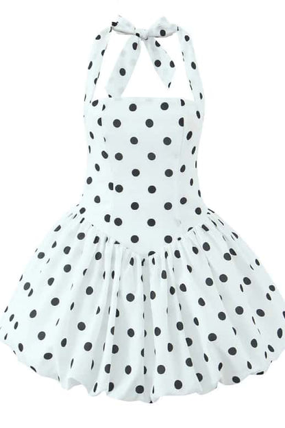 Halter Black A-line Short Bubble Dress