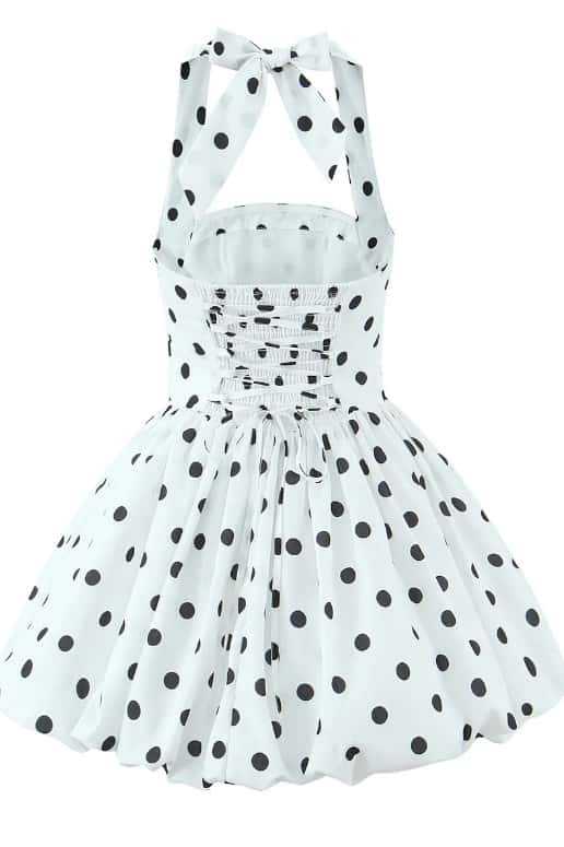 Halter Black A-line Short Bubble Dress