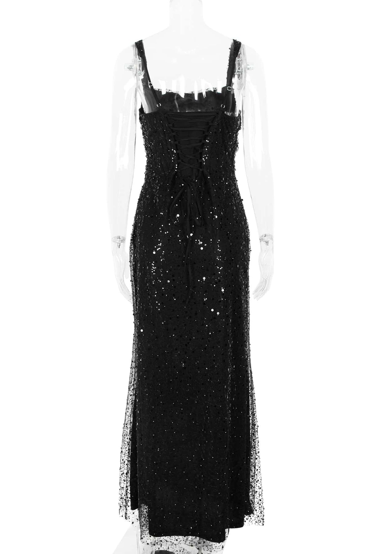 Burgundy Sequin Fitted Long Party Dress