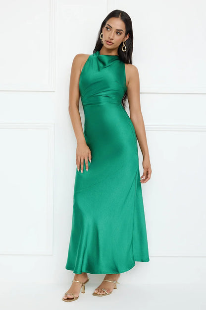 Eden Satin Maxi Dress Green