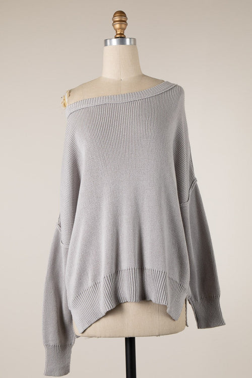 Coffee Date Grey Oversized Sweater