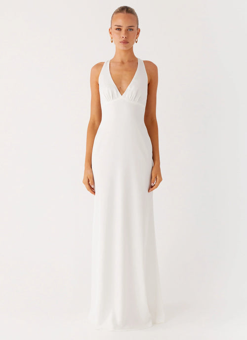 Desi Halterneck Maxi Dress - White