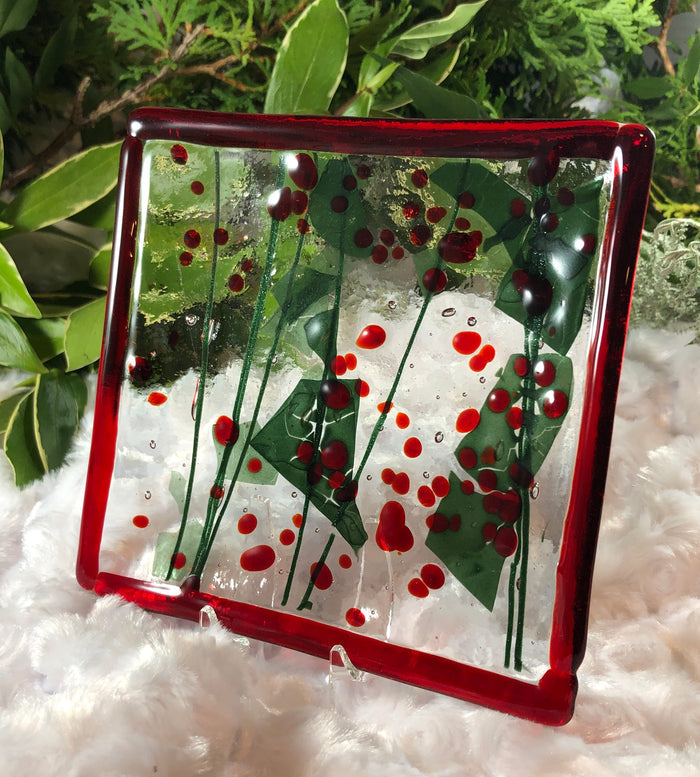 Fused Glass - Holly Berries Dish
