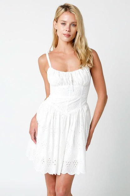 Chateau White Eyelet Bustier Dress