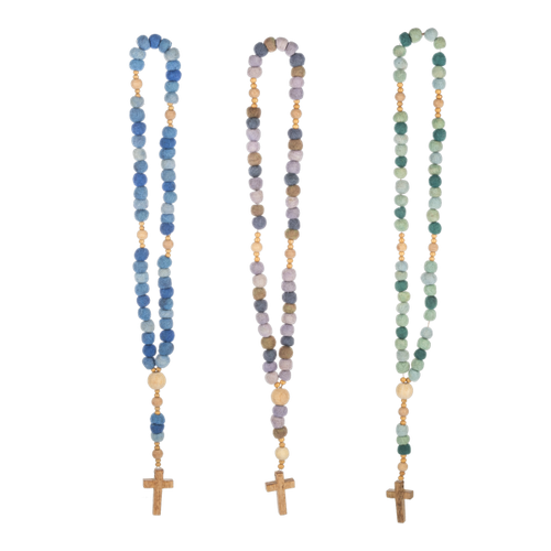 Handmade Felted Wool & Wood Beaded Rosary