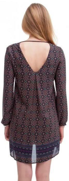 Hampton's Navy and Brown Boho Print Shift Dress
