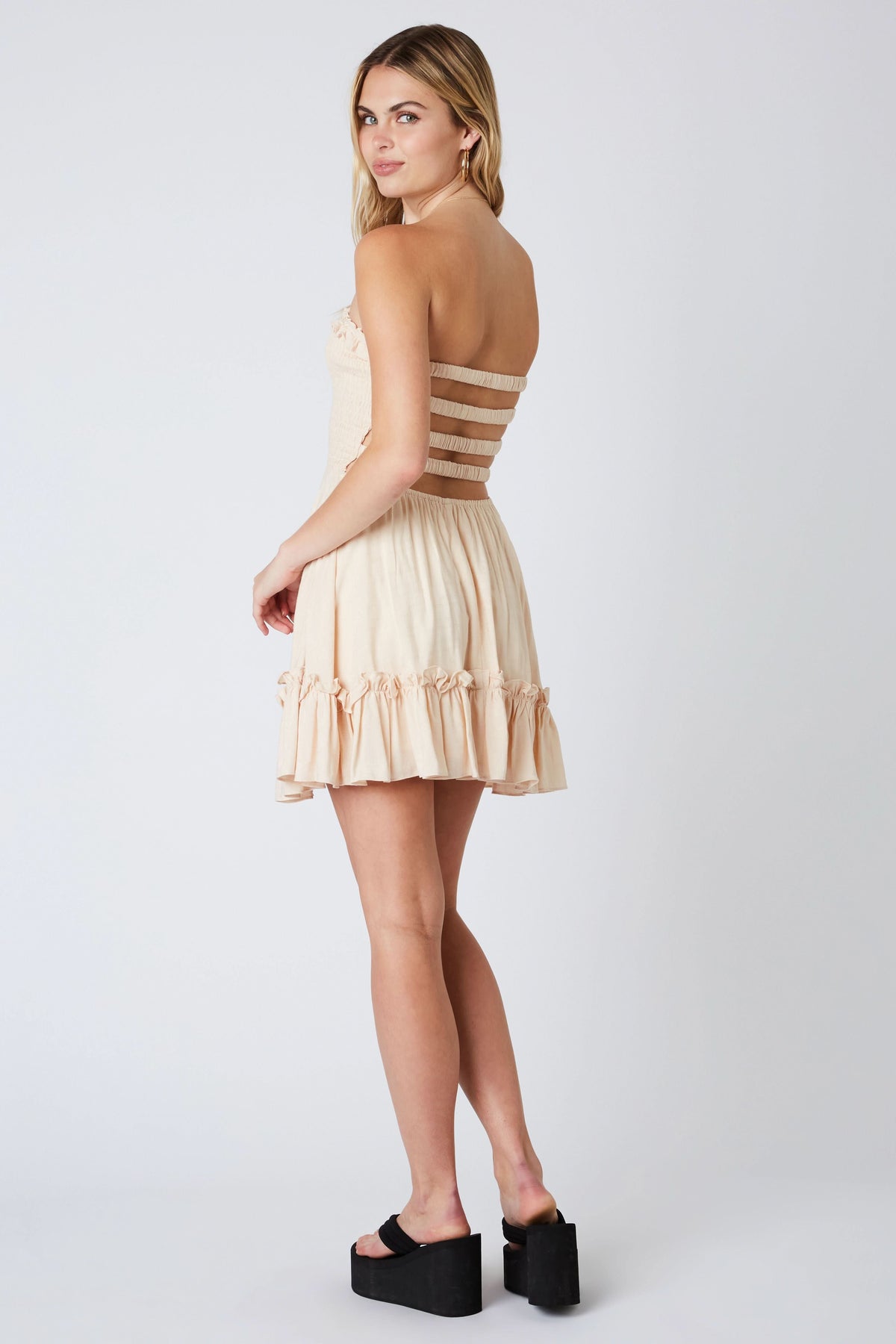 Eileen Ecru Strapless Mini Dress
