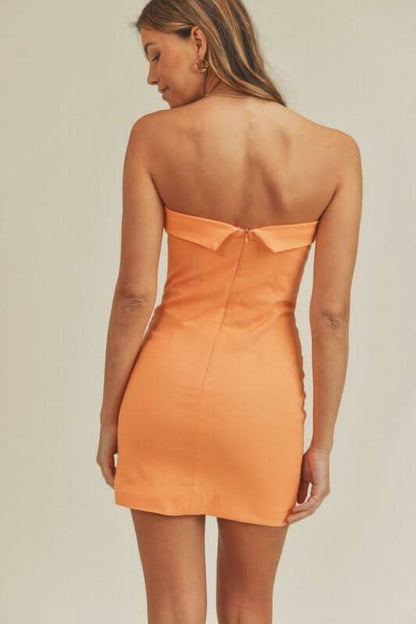 On My Mind Orange Strapless Mini Dress