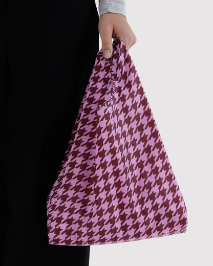 Pink Houndstooth Reusable Bag