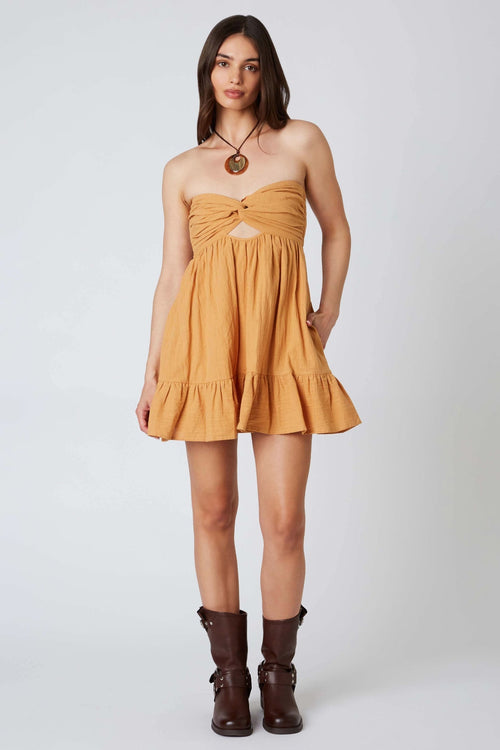 Argie Mustard Strapless Romper