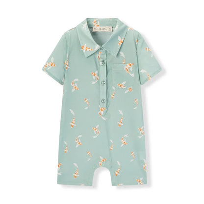 Swimming Koi Collared Shortall