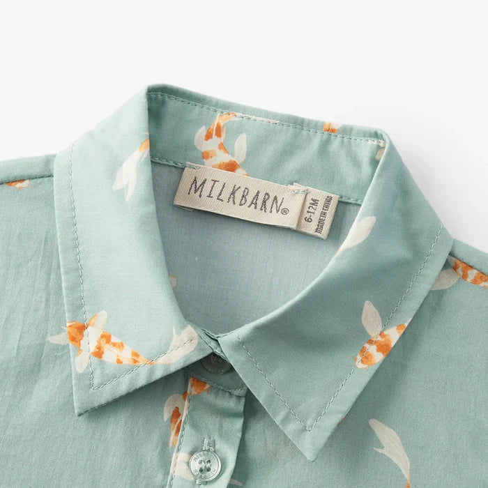 Swimming Koi Collared Shortall