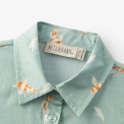 Swimming Koi Collared Shortall