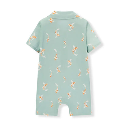 Swimming Koi Collared Shortall