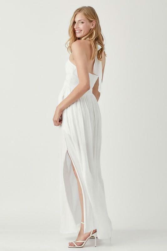 Olivia White Halter Maxi Dress